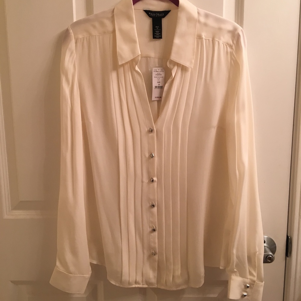 Pleated Tuxedo Blouse